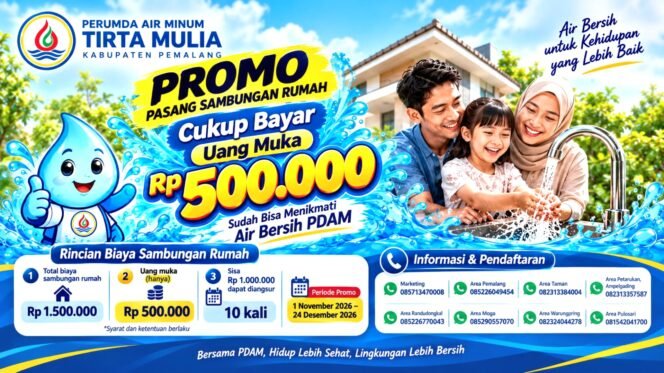 
					Promo Akhir Tahun PDAM Tirta Mulia Pemalang, Cukup DP Rp500 Ribu, Sisanya Bisa Diangsur